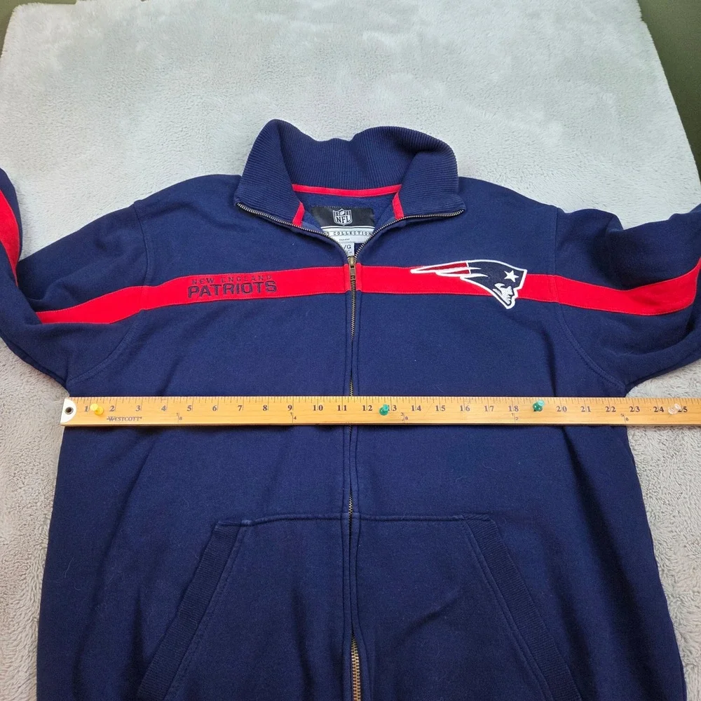 NFL Collection New England Patriots Jacket Mens L Full-Zip Fleece Navy Red Blue